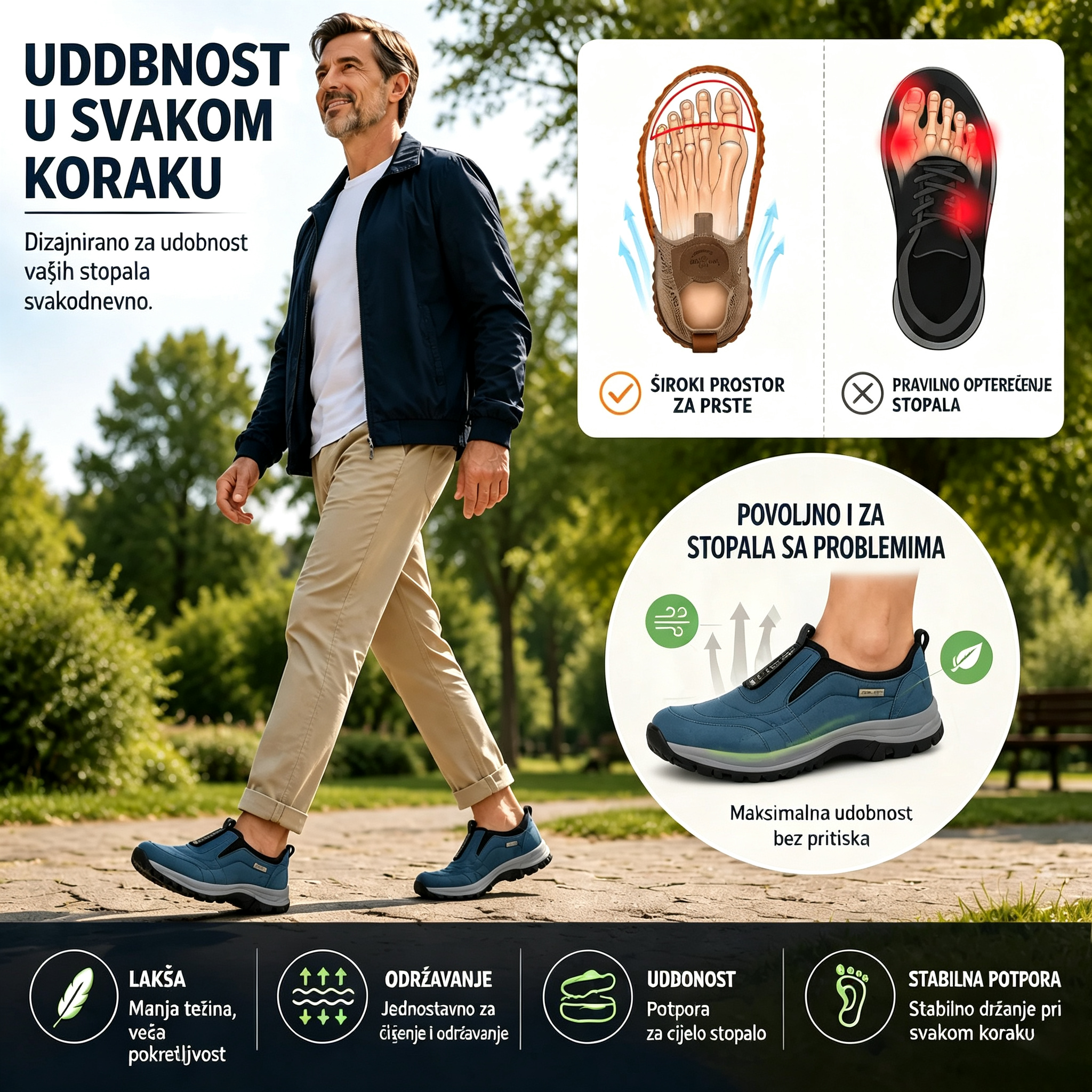 【⏰50% popusta danas! Ne propustite!】Ergonomski dizajnirane ortopedske cipele za hodanje koje apsorbiraju udarce✅️Zdrave ortopedske cipele posebno dizajnirane za europske muškarce.