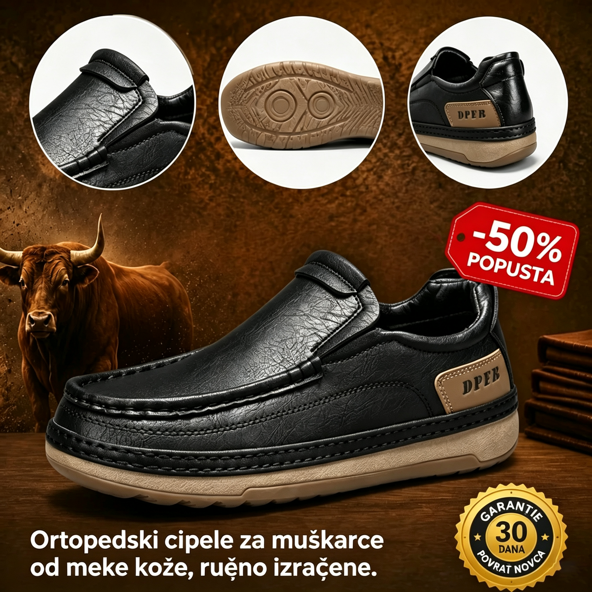 🎁Zadnji dan za 50% popusta, ne propustite! ⏰Izrađeno od australske teleće kože🐂Potpora za stopala - ublažava bol u stopalima✅Ručno šivano, vodootporno i neklizajuće